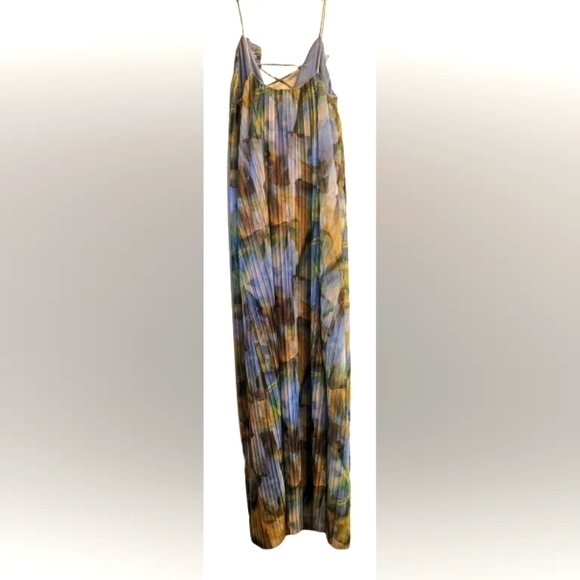 NWT ZARA Tulle spaghetti strap long teal light green cross tie v neck down front - Picture 12 of 13